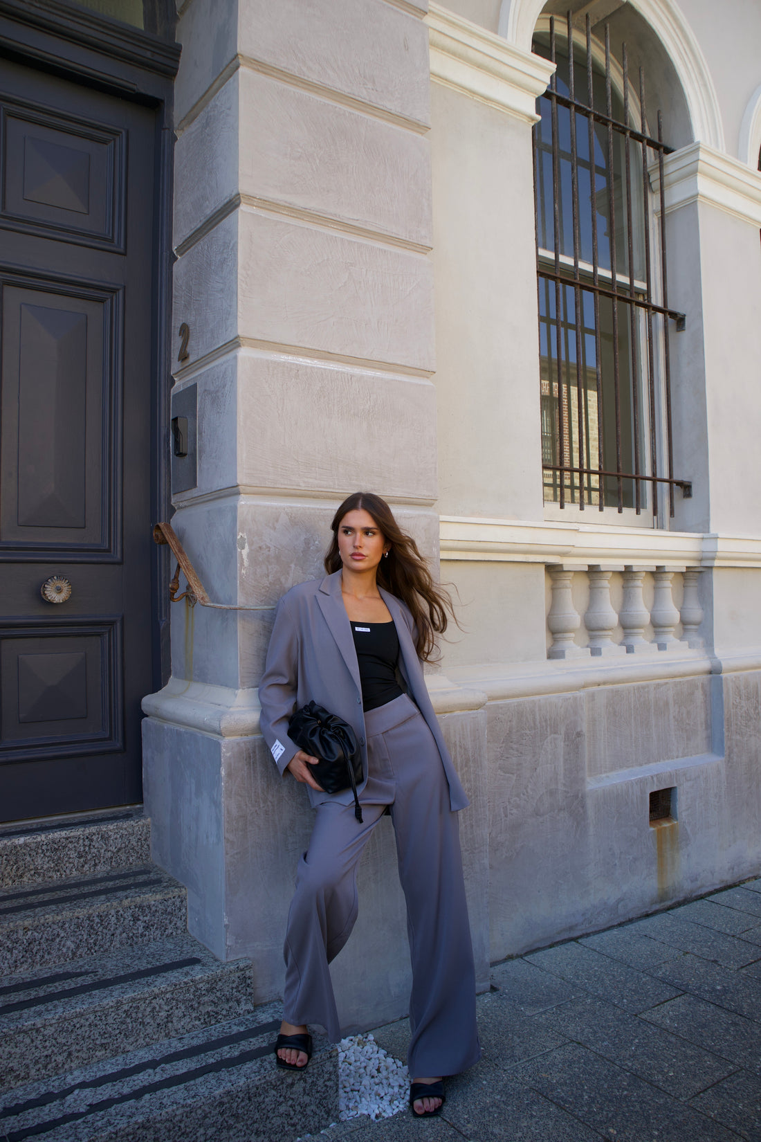 Patch Suit Pants - Grey