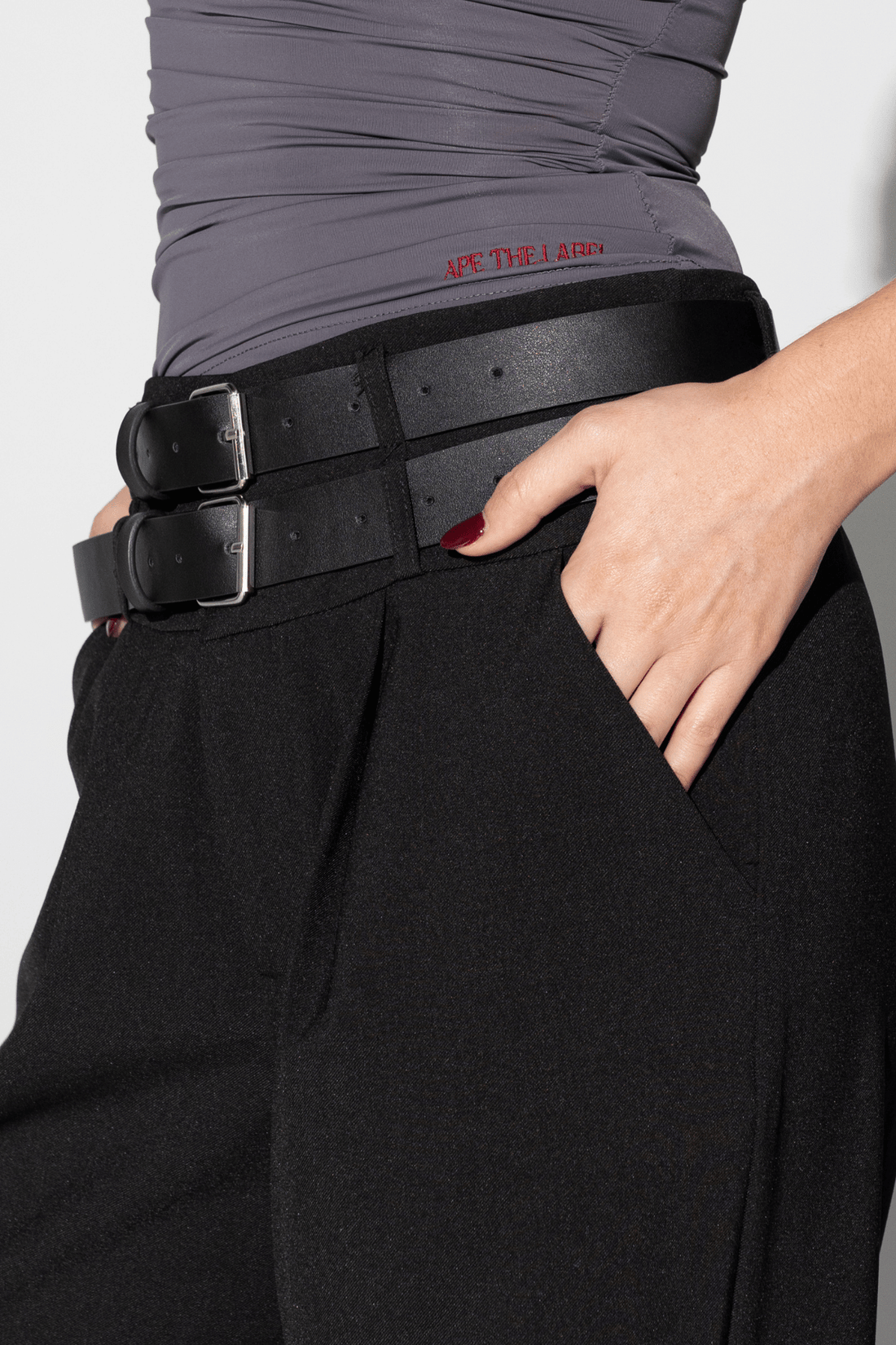 Ape the Label | Dixie Double Belt Pant - Black