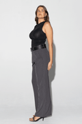 Ape the Label | Dixie Double Belt Pant - Pinstripe Stone