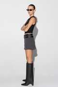 Ape the Label | Dixie Double Skirt Belt - Grey Pinstripe