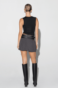 Ape the Label | Dixie Double Skirt Belt - Grey Pinstripe