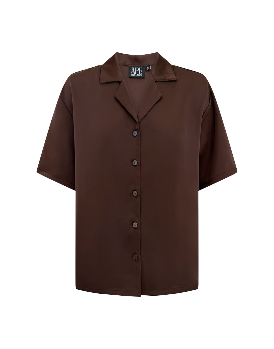 Ape The Label | Stella Satin Shirt - Choc