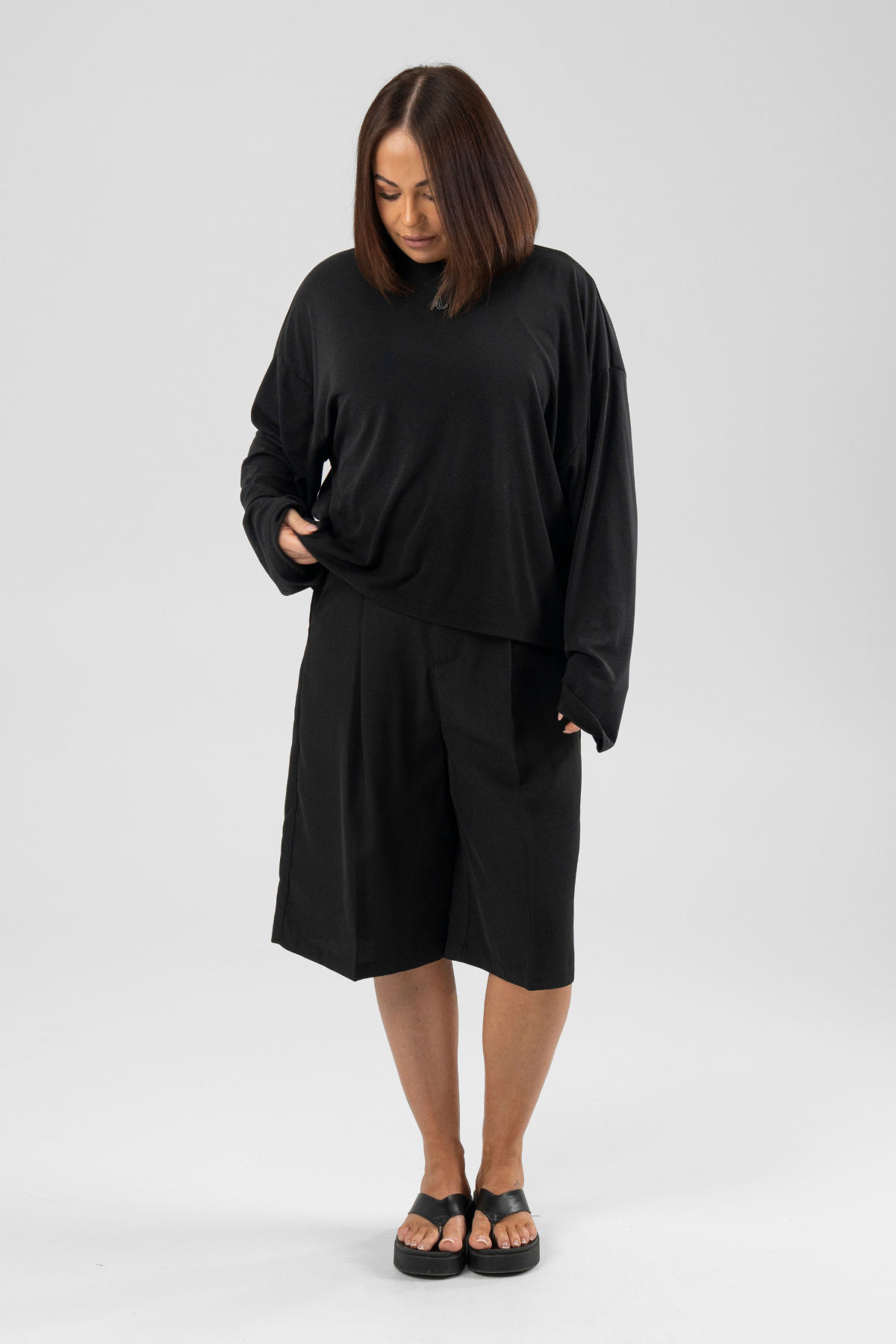 Ape the Label | Ava Long Sleeve Tee - Black