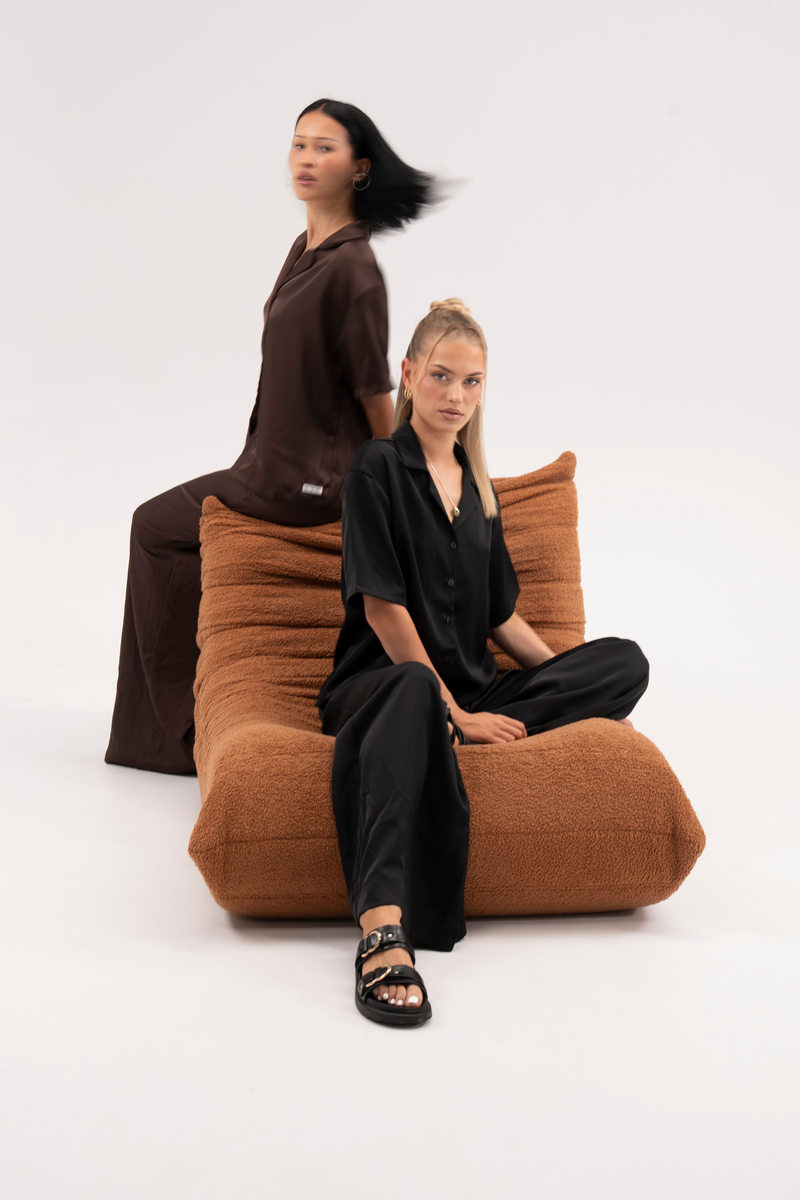 Ape the Label | STELLA_SATIN_SET_CHOCOLATE_&_BLACK