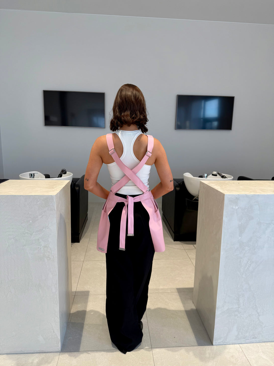 The Pinny Apron - Pink Leather