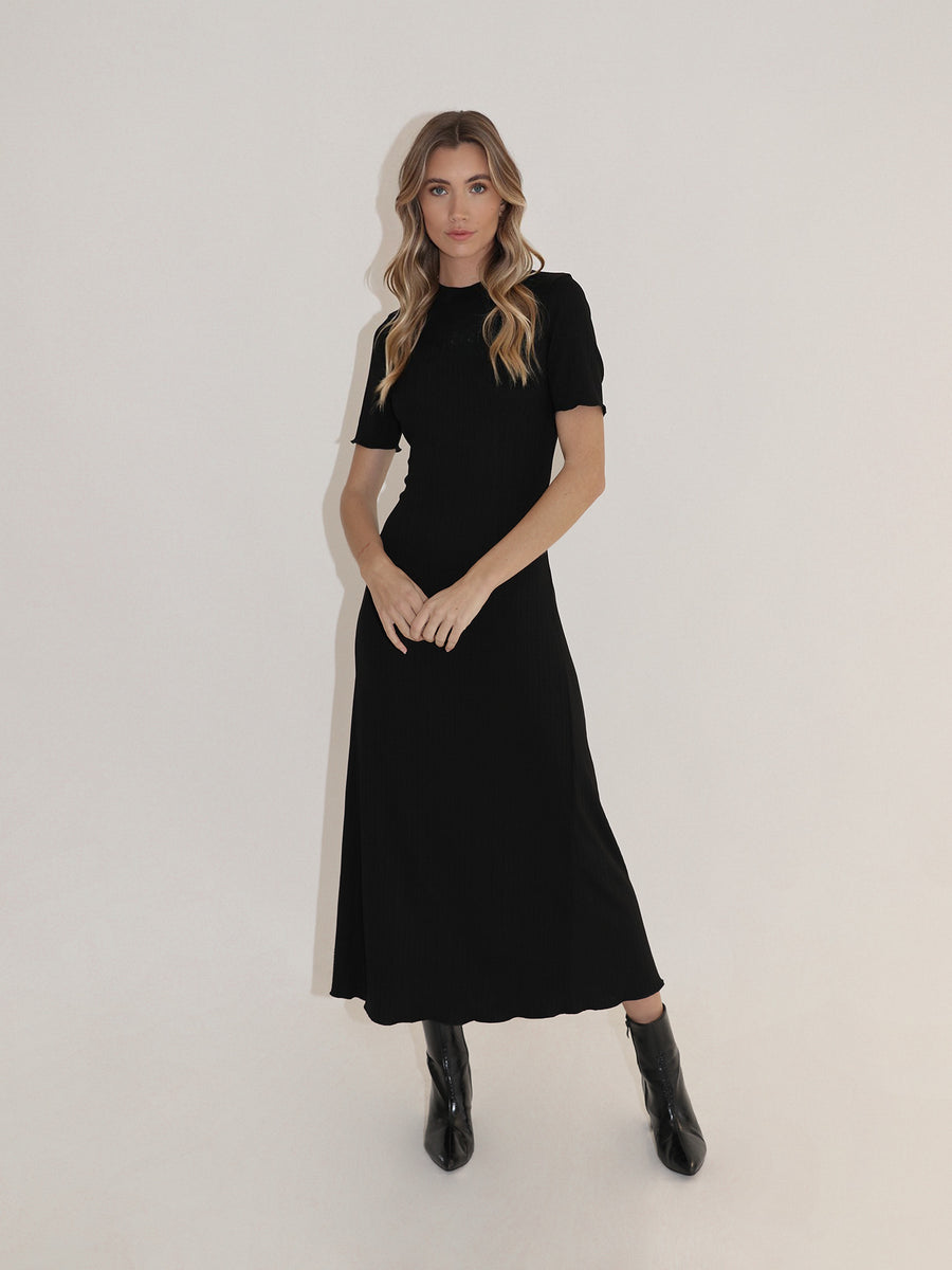 Knit Capped Sleeve Dress