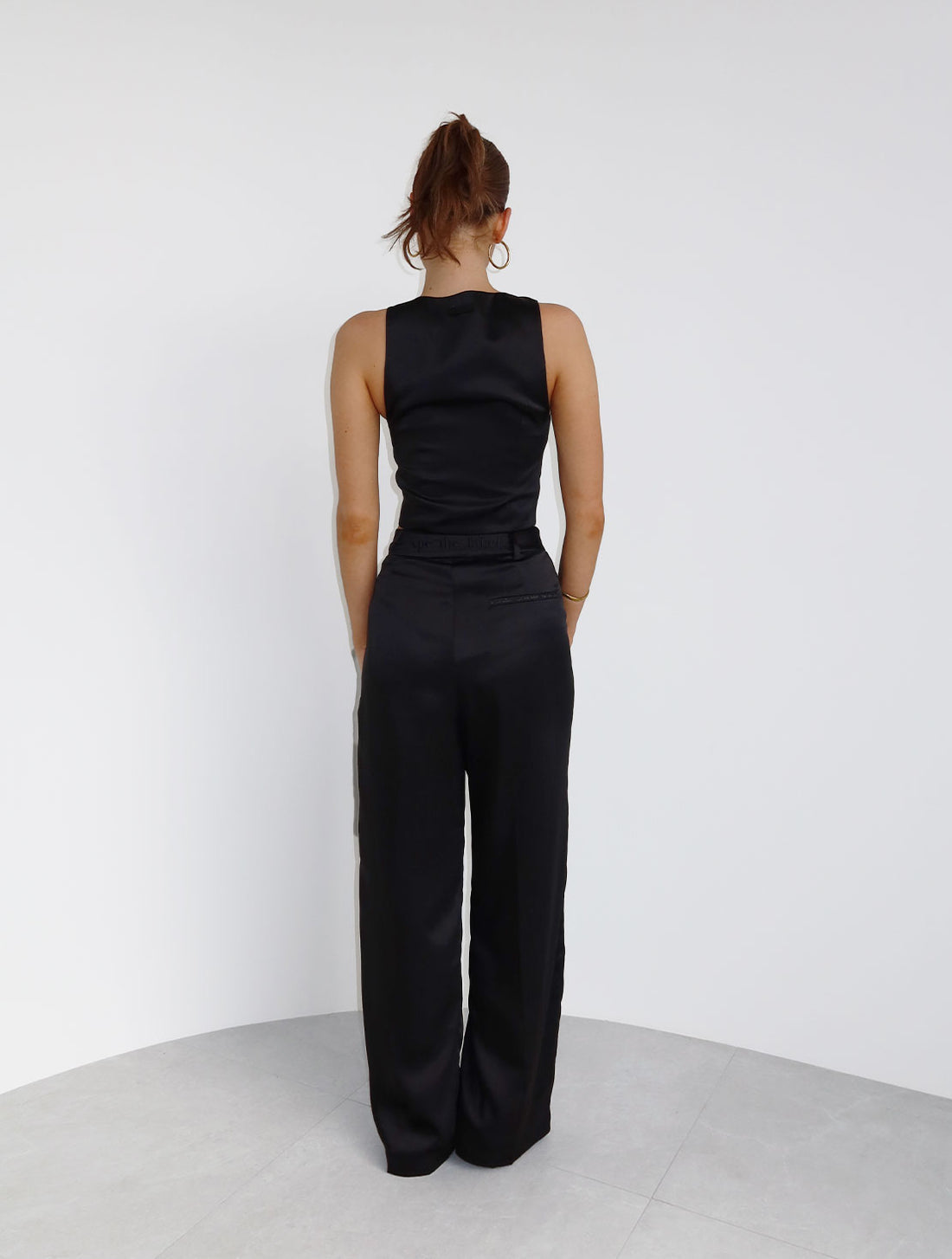 Satin Tailored Pants - Black